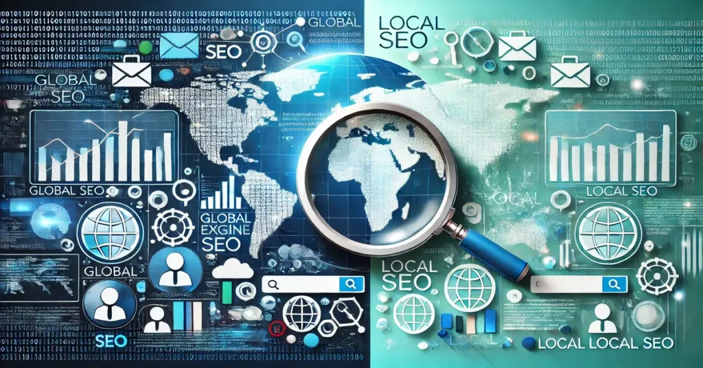 Global SEO VS Local SEO infographic